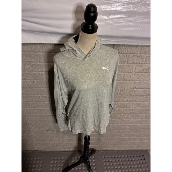 Puma Tops - Puma Womens DryCell Heather Gray Long Sleeve Hooded Activewear Shirt XS NWT